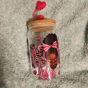 Heart Topped Glass Jar with Pink Accents